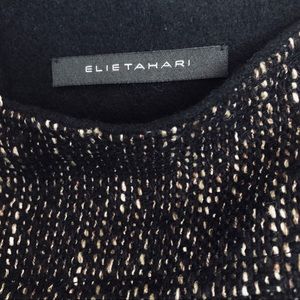 Elie Tahari Wool Tweed Skirt Raw Silk Hem Skirt